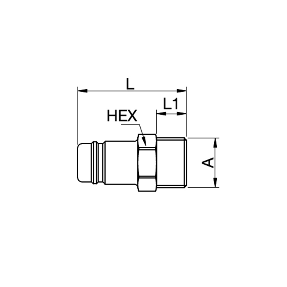 Serie 38 - Straight-Through Han Lynkobling (uden ventil) - Han Gevind - Messing