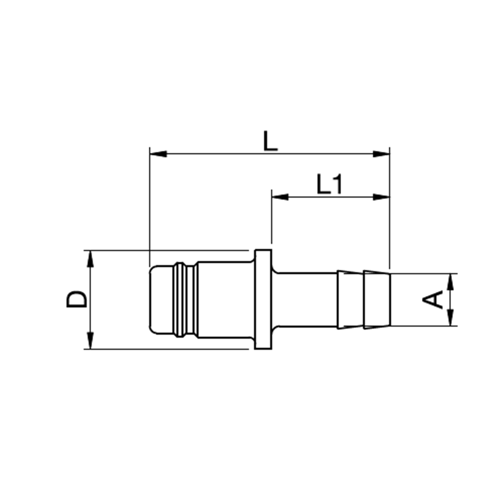 Serie 38 - Straight-Through Han Lynkobling (uden ventil) - Slangestuds - Messing