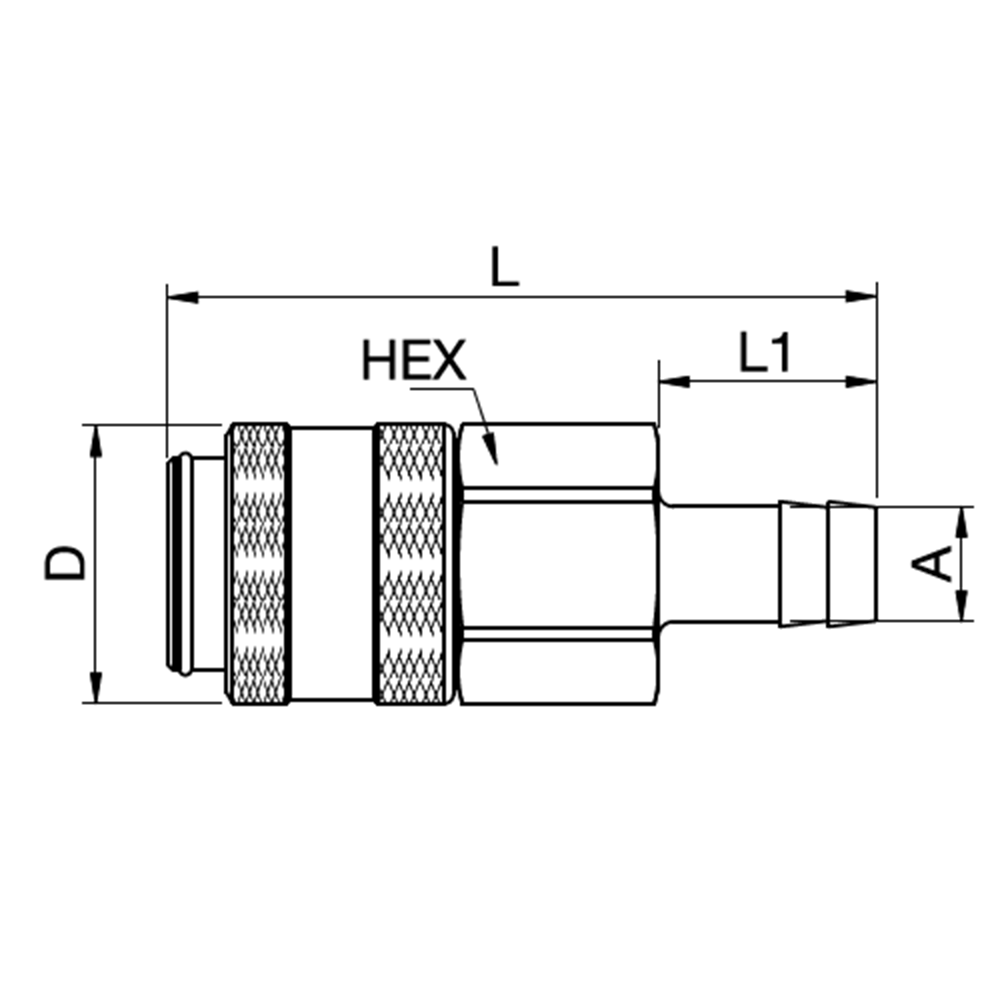 Serie 39 - Double Shut-Off Hun Lynkobling (med ventil) - Slangestuds - Messing