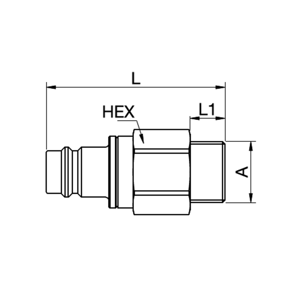 Serie 39 - Double Shut-Off Han Lynkobling (med ventil) - Han Gevind - Messing