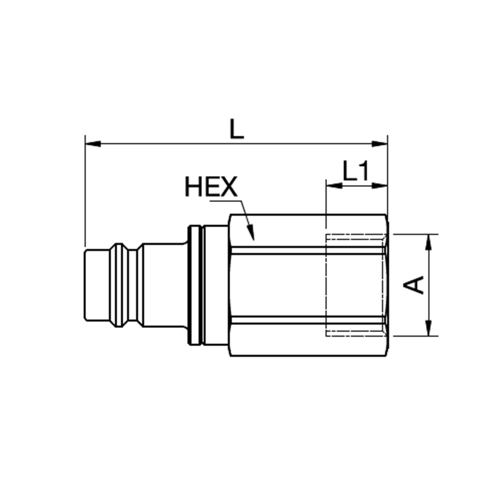Serie 39 - Double Shut-Off Han Lynkobling (med ventil) - Hun Gevind - Messing