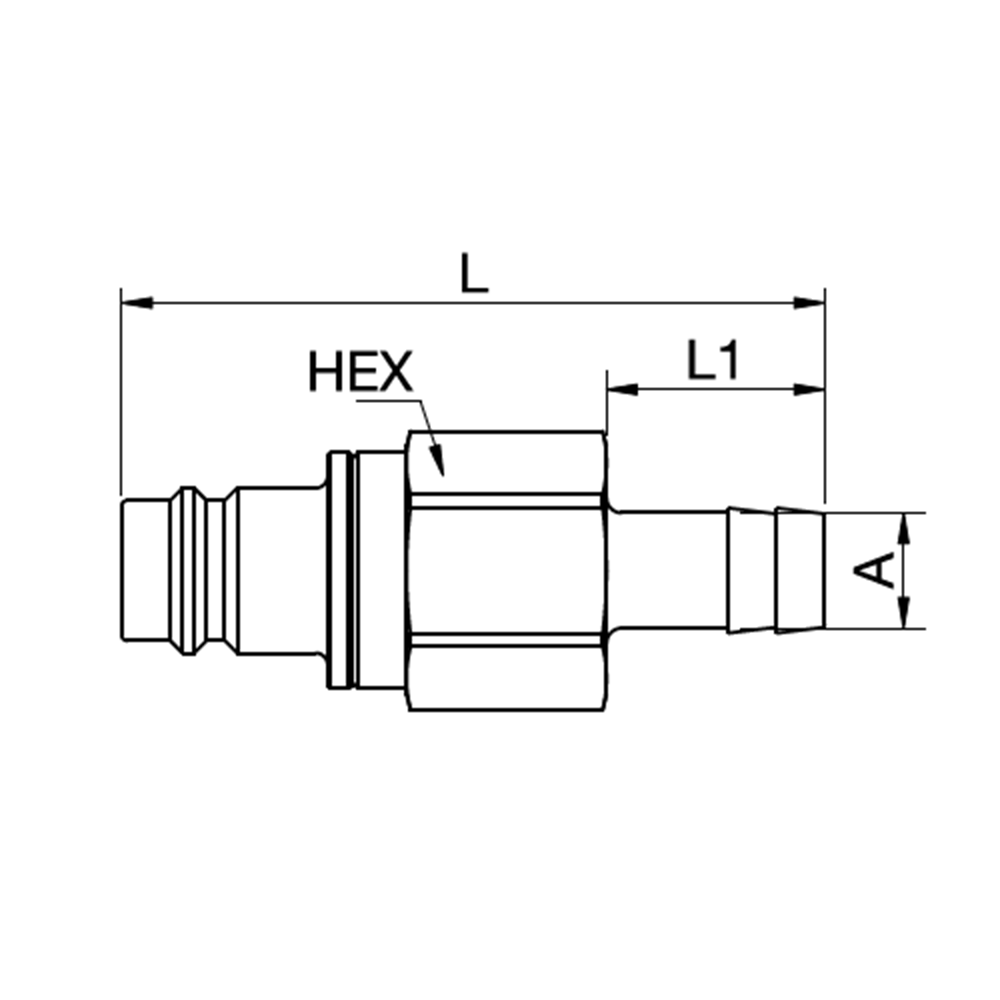 Serie 39 - Double Shut-Off Han Lynkobling (med ventil) - Slangestuds - Messing