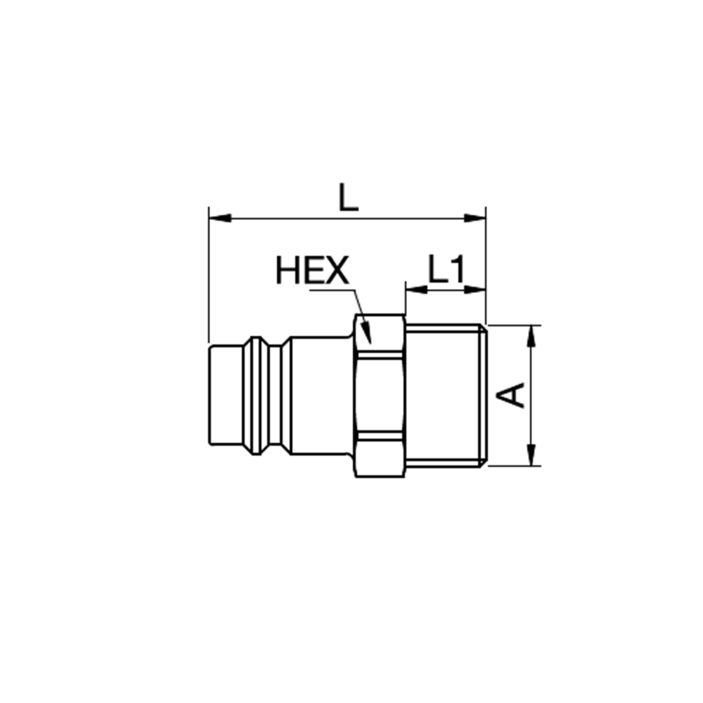 Serie 39 - Straight-Through Han Lynkobling (uden ventil) - Han Gevind - Messing