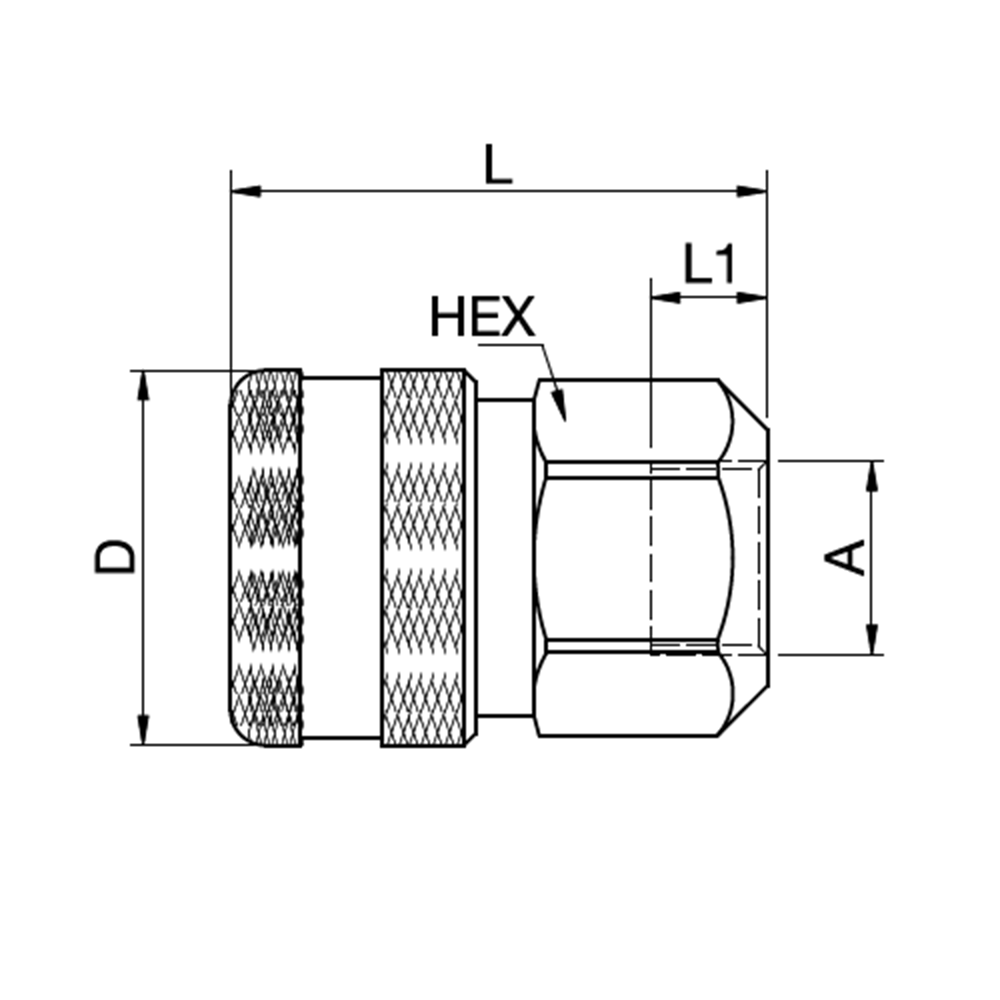 Serie 40 - Single Shut-Off Hun Lynkobling (med ventil) - Hun Gevind - Messing