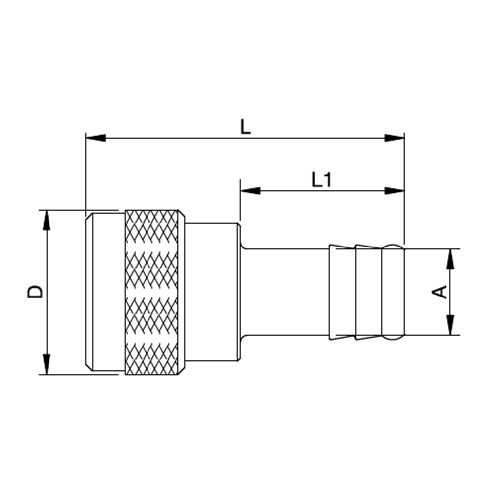 Serie 41 - Straight-Through Hun Lynkobling (uden ventil) - Slangestuds - Messing