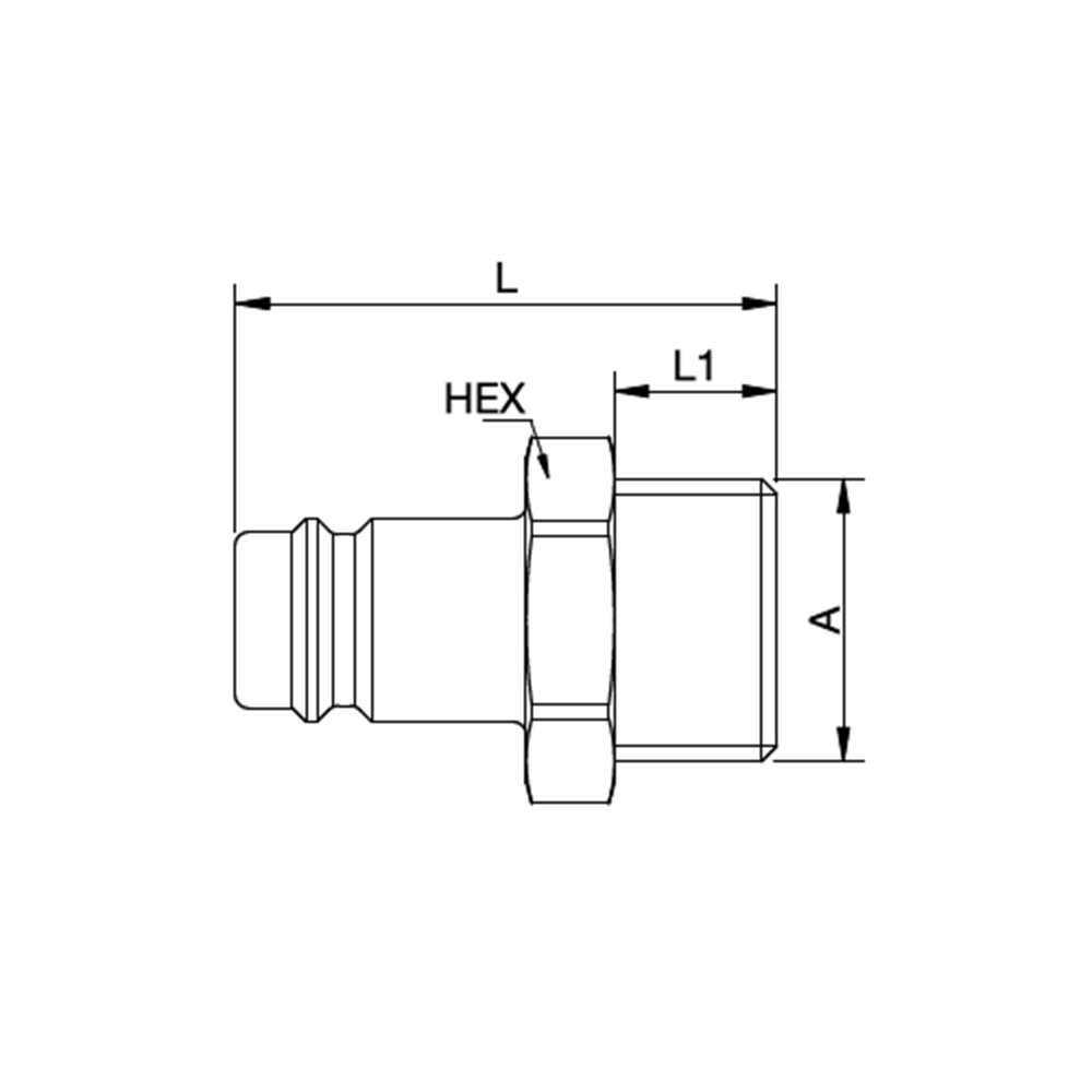 Serie 41 - Straight-Through Han Lynkobling (uden ventil) - Han Gevind - Messing