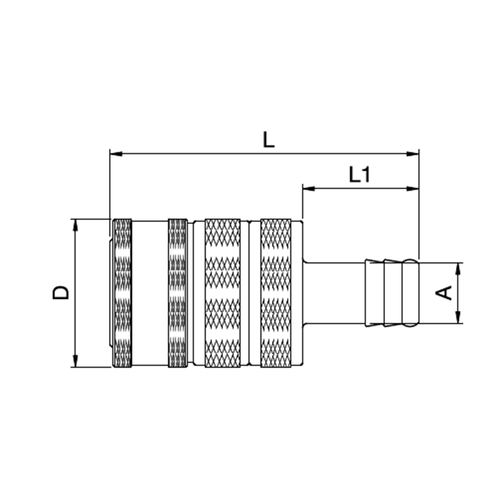 Serie 42 - Straight-Through Hun Lynkobling (uden ventil) - Slangestuds - Messing