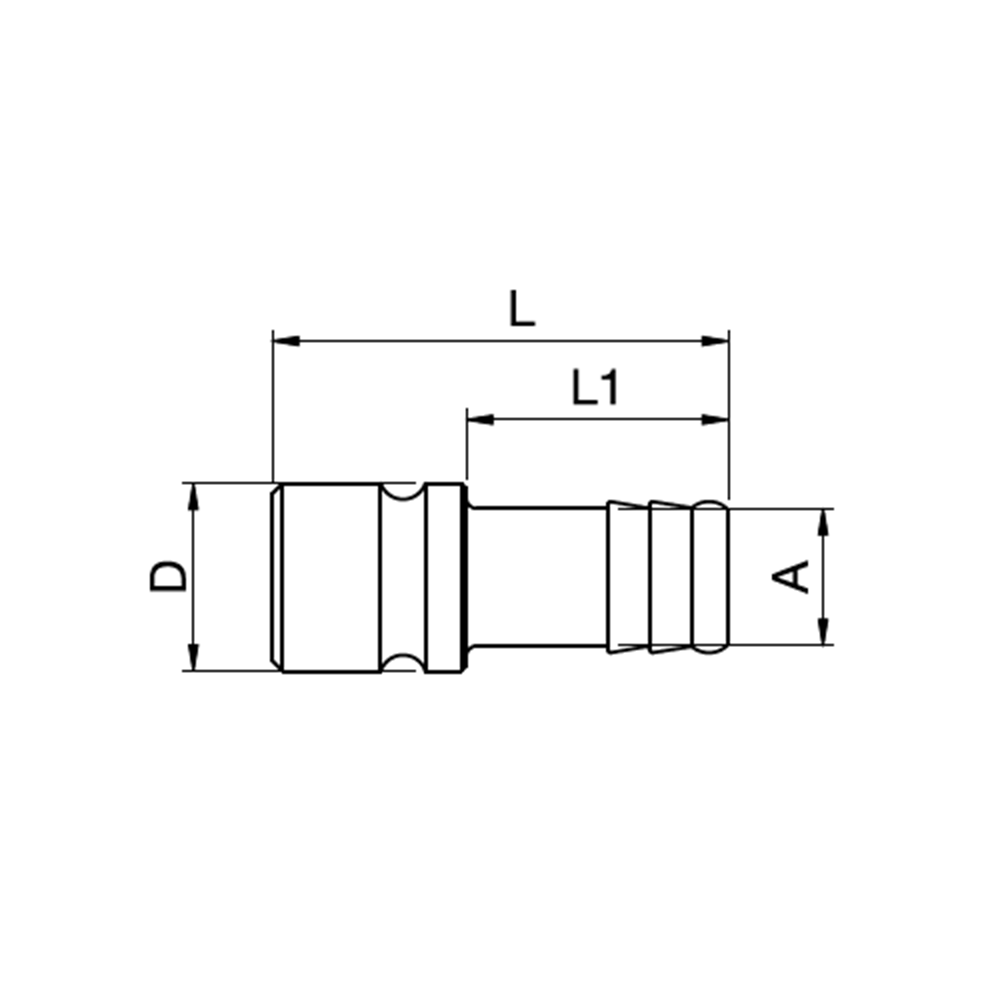 Serie 42 - Straight-Through Han Lynkobling (uden ventil) - Slangestuds - Messing