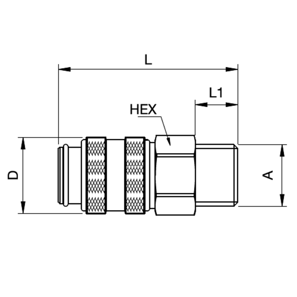 Serie 50 - Single Shut-Off (med ventil) - Han Gevind - Messing
