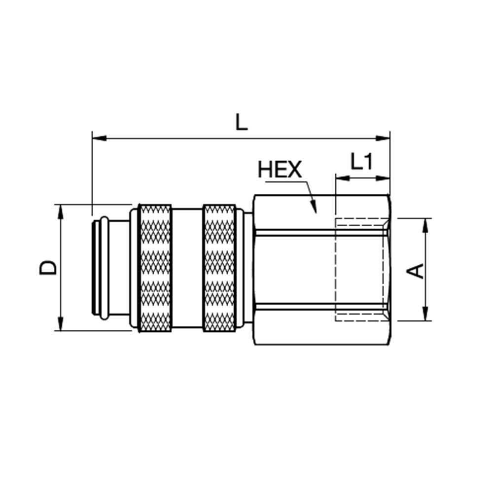 Serie 50 - Single Shut-Off Hun Lynkobling (med ventil) - Hun Gevind - Messing