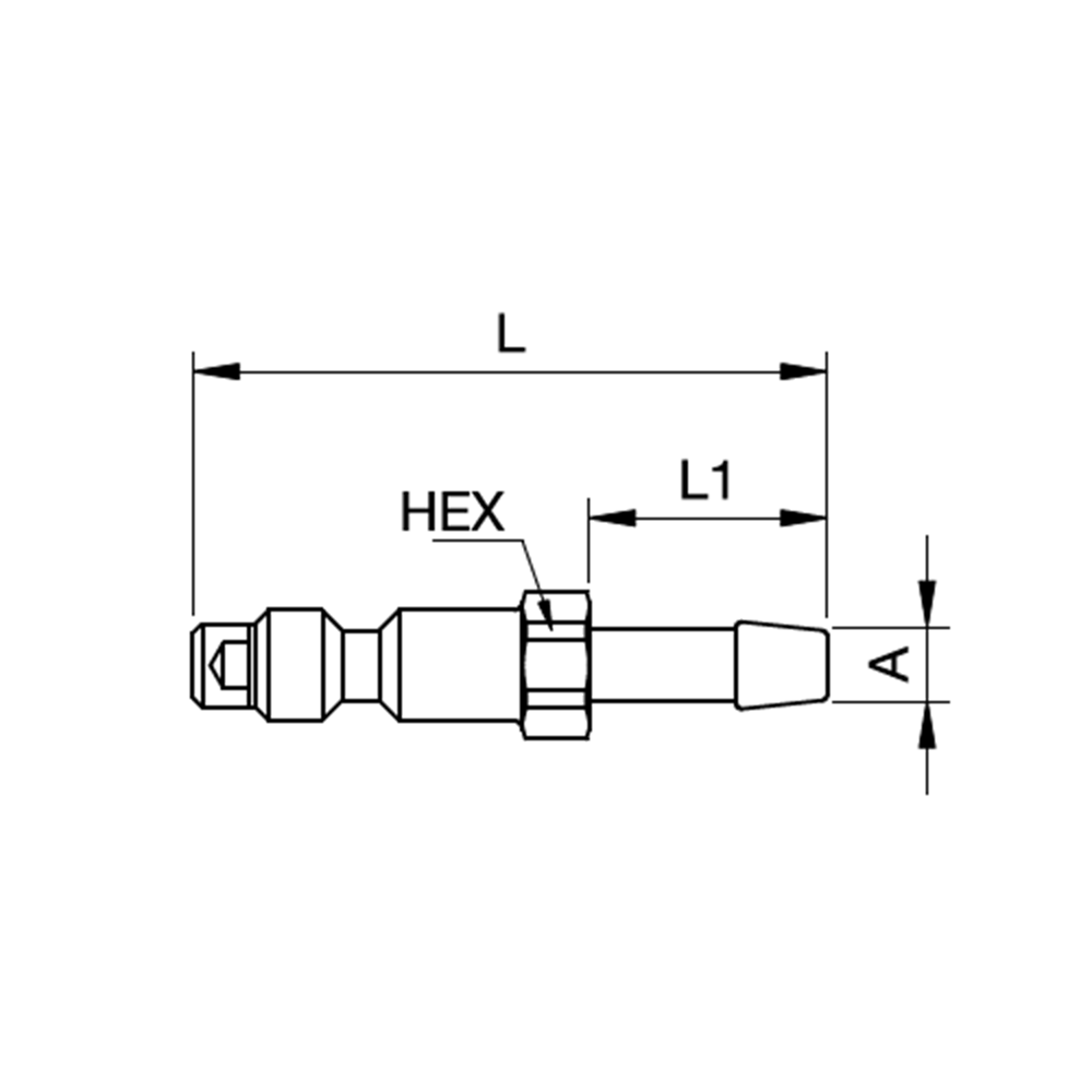Serie 50 - Straight-Through Han Lynkobling (uden ventil) - Slangestuds - Messing