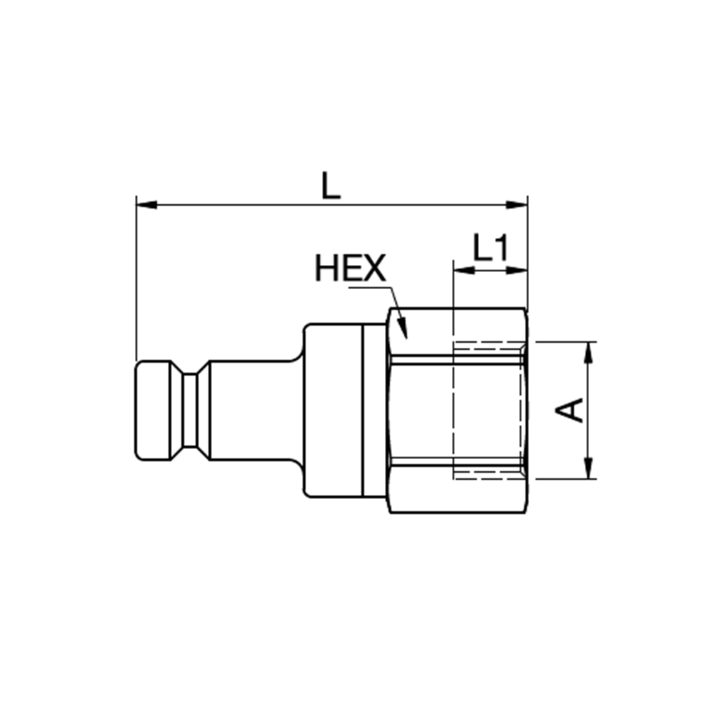 Serie 52 - Double Shut-Off Han Lynkobling (med ventil) - Hun Gevind - Stål