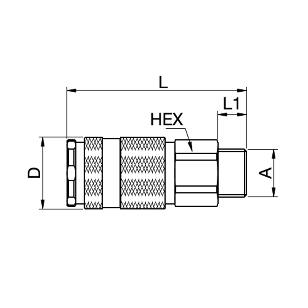 Serie 57 - Double Shut-Off Hun Lynkobling (med ventil) - Han Gevind - Messing