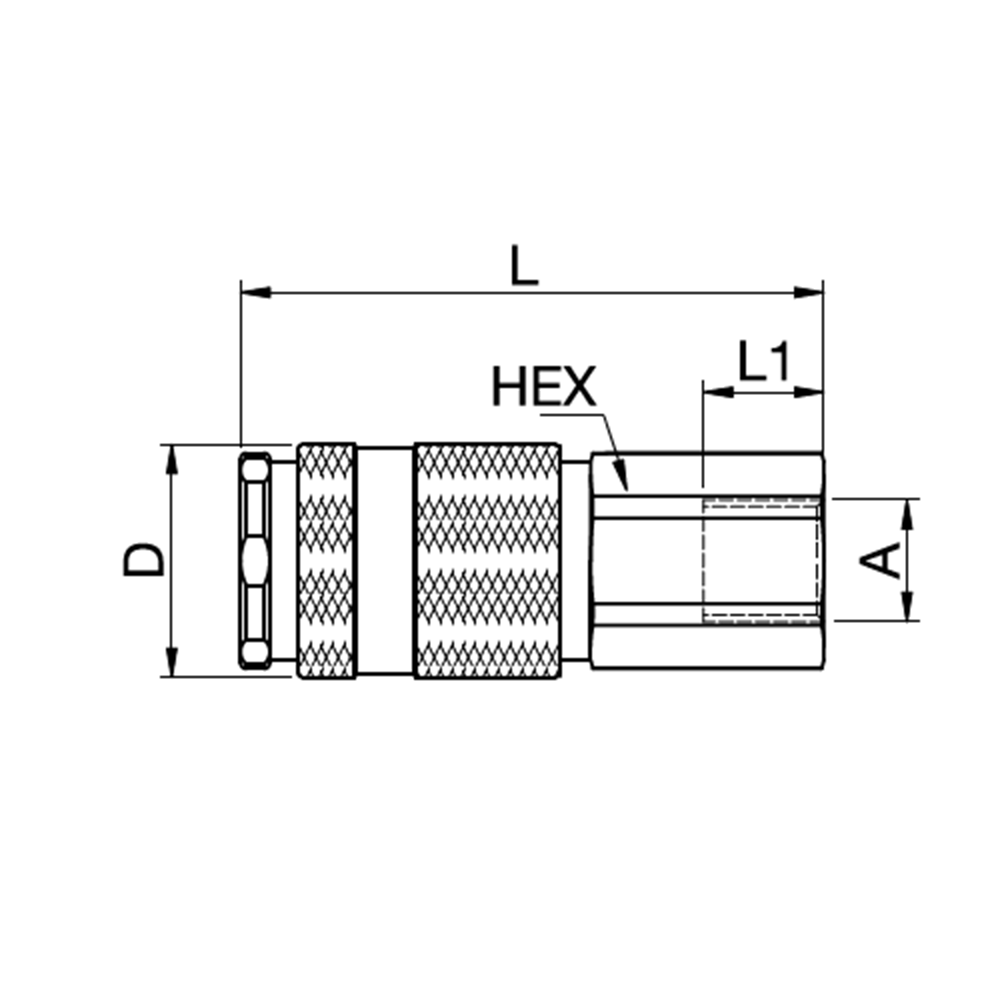 Serie 57 - Double Shut-Off Hun Lynkobling (med ventil) - Hun Gevind - Messing