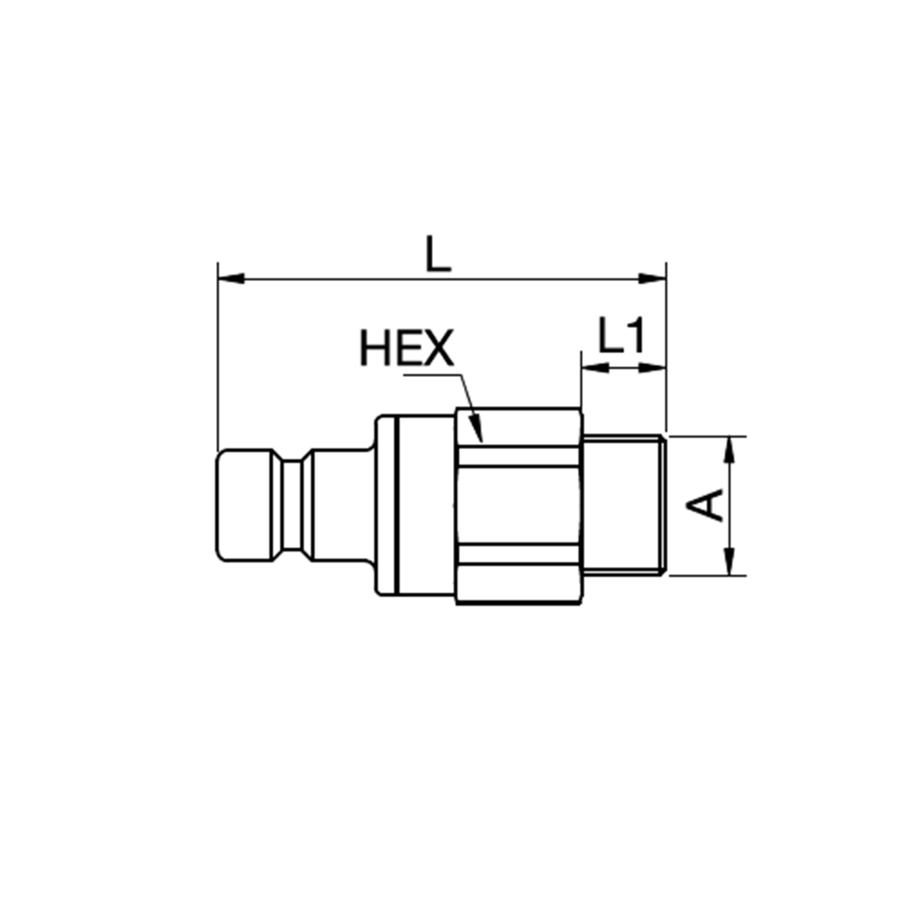 Serie 57 - Double Shut-Off Han Lynkobling (med ventil) - Han Gevind - Messing