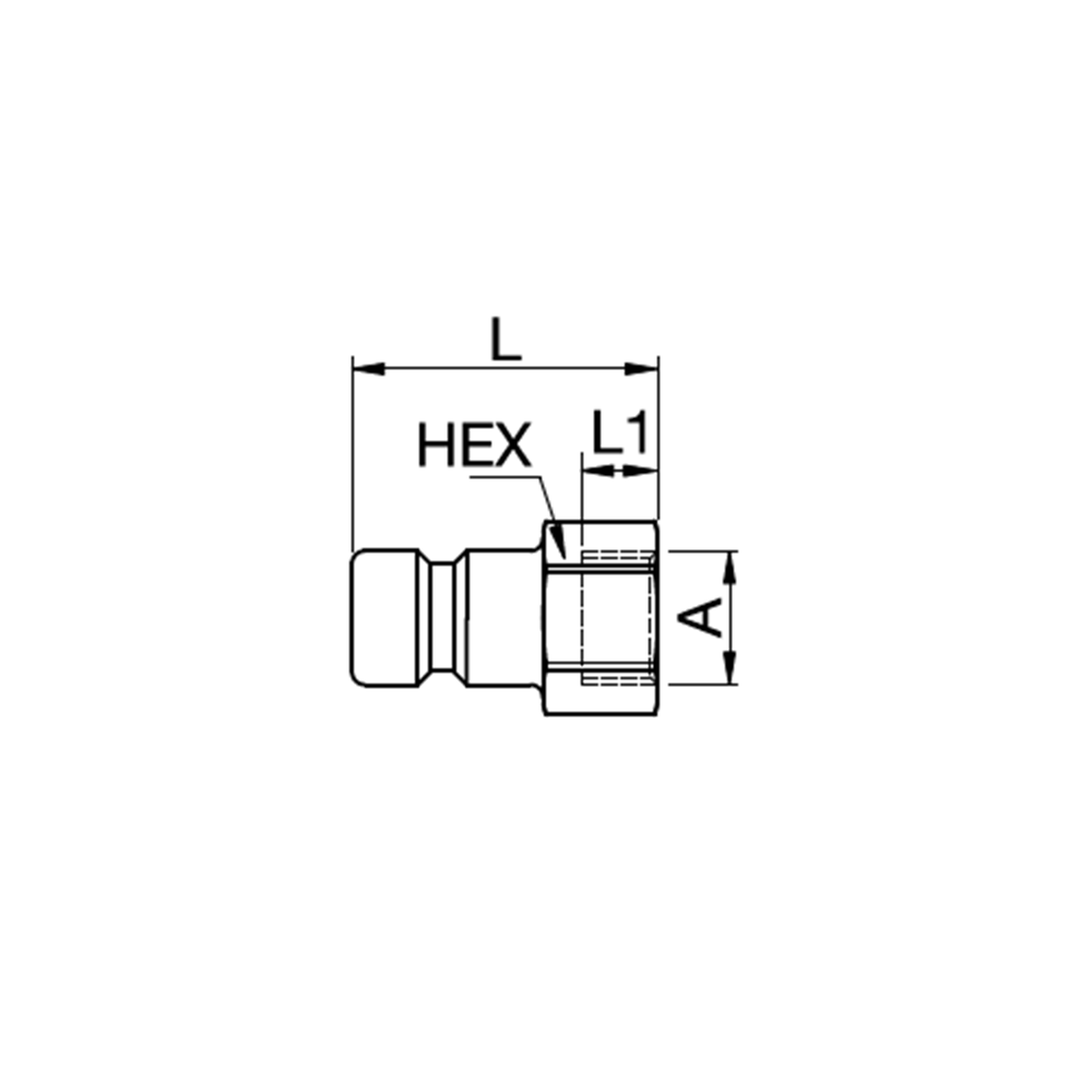 Serie 57 - Straight-Through Han Lynkobling (uden ventil) - Hun Gevind - Stål