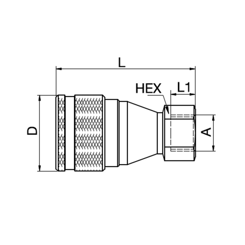 Serie 71 - Double Shut-Off Hun Lynkobling (med ventil) - Hun Gevind - Messing