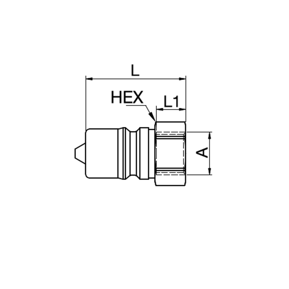 Serie 71 - Double Shut-Off Han Lynkobling (med ventil) - Hun Gevind - Messing