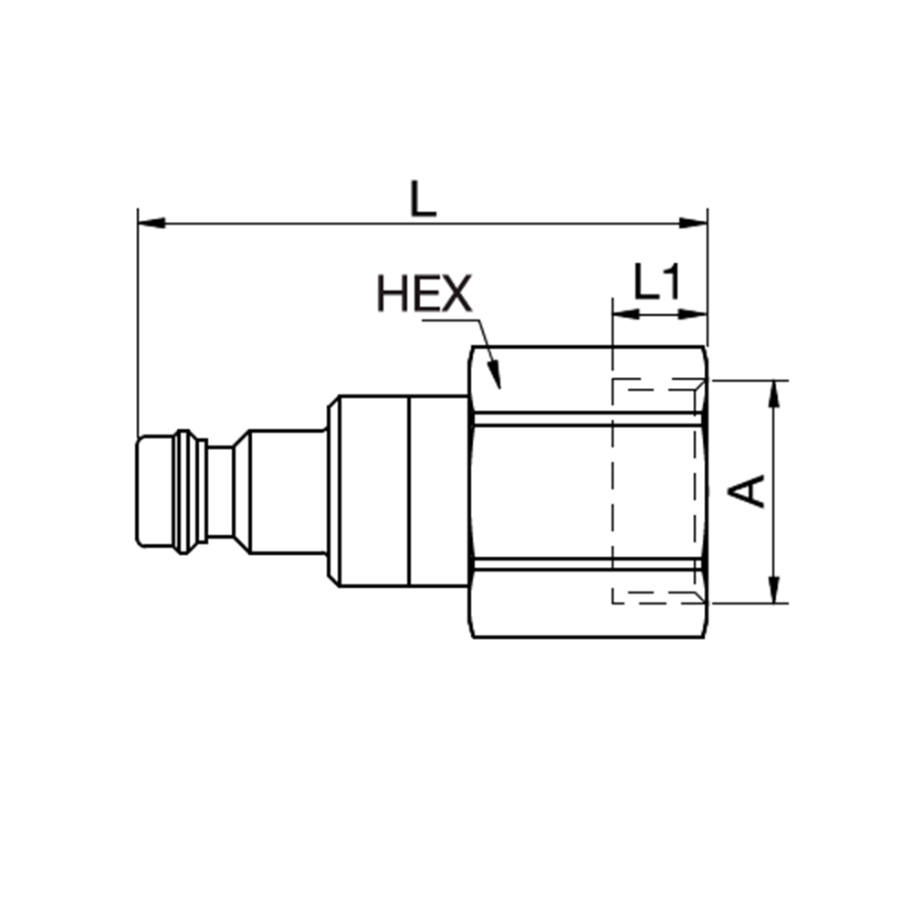 Serie 21 - Safety (double shut-off) Han Lynkobling (med ventil) - Hun Gevind - Messing