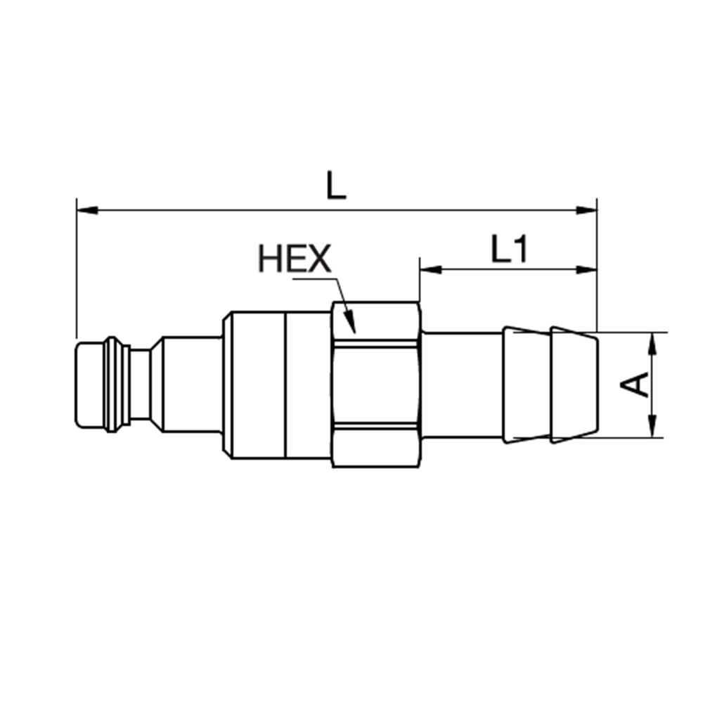 Serie 21 - Safety (double shut-off) Han Lynkobling (med ventil) - Slangestuds - Messing