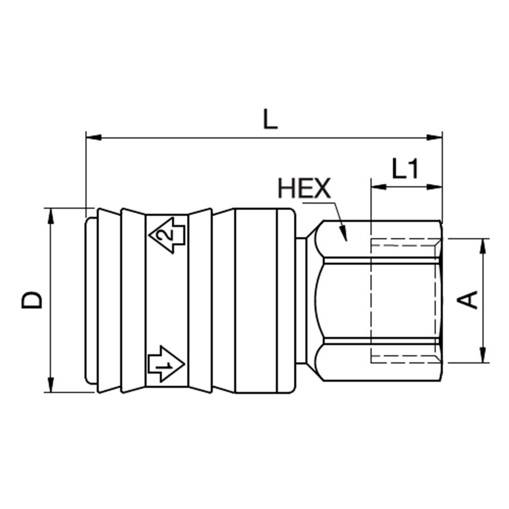 Serie 24 - Self-Venting System Hun Lynkobling (med ventil) - Hun Gevind - Messing