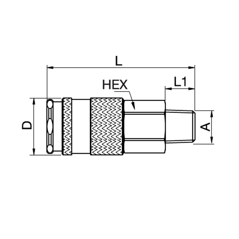 Serie 95 - Safety (single shut-off) Hun Lynkobling (med ventil) - Han Gevind - Messing