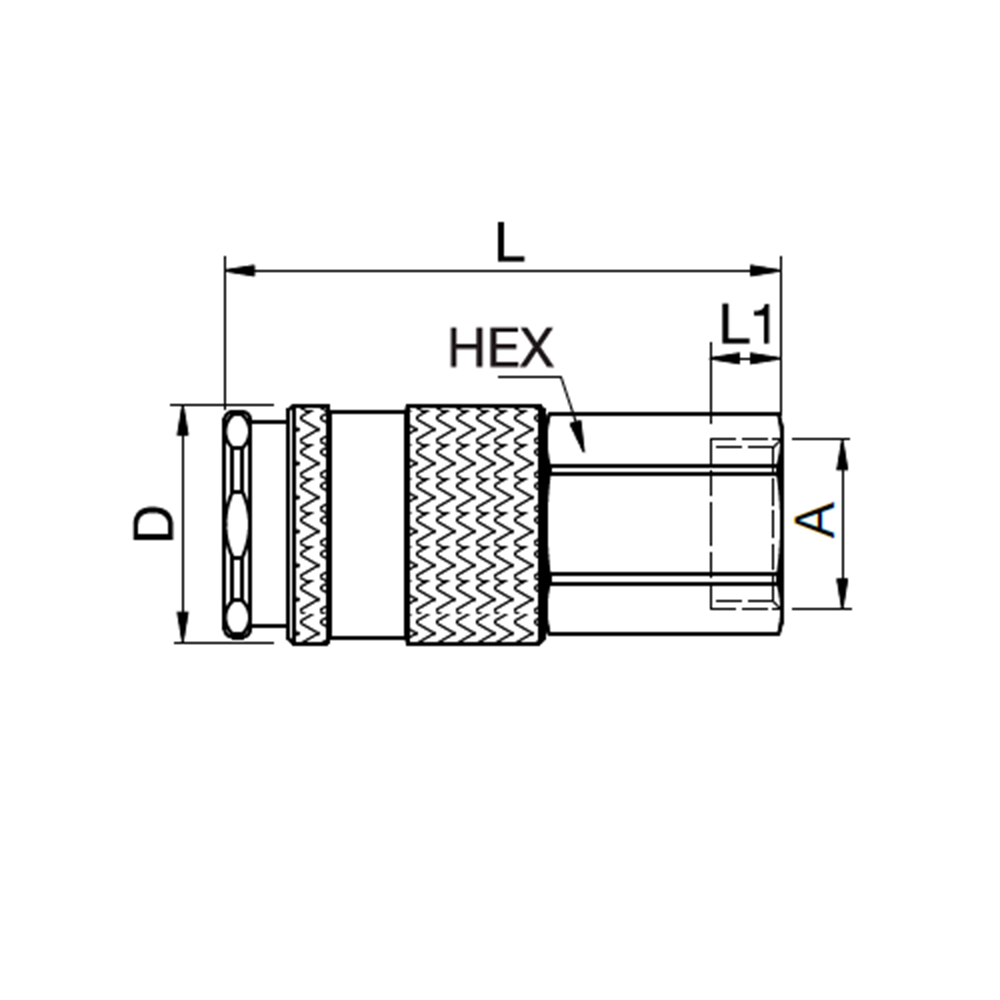 Serie 95 - Safety (single shut-off) Hun Lynkobling (med ventil) - Hun Gevind - Messing