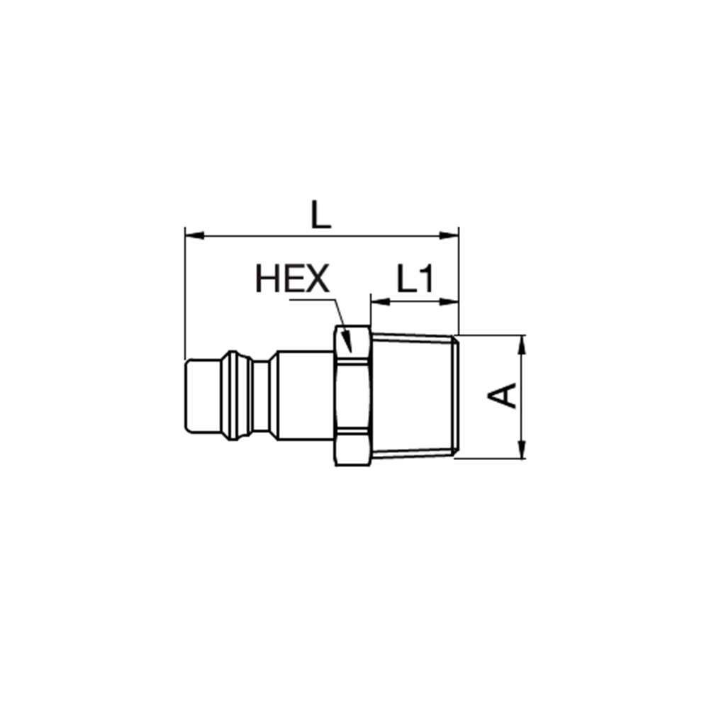 Serie 95 - Safety (straight through) Han Lynkobling (uden ventil) - Han Gevind - Messing