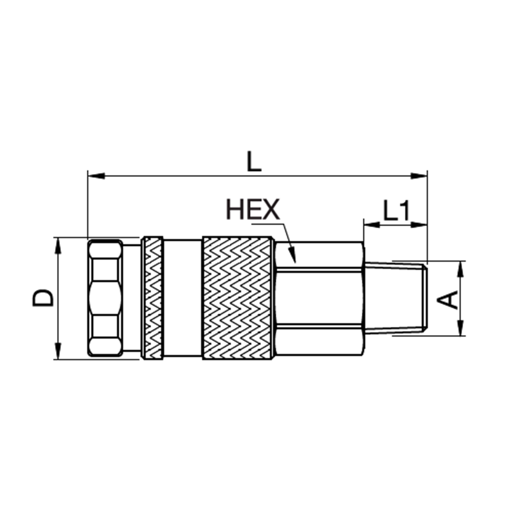 Serie 96 - Safety (single shut-off) Hun Lynkobling (med ventil) - Han Gevind - Messing