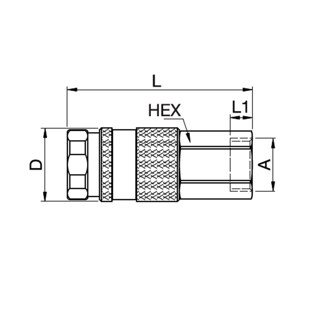 Serie 96 - Safety (single shut-off) Hun Lynkobling (med ventil) - Hun Gevind - Messing