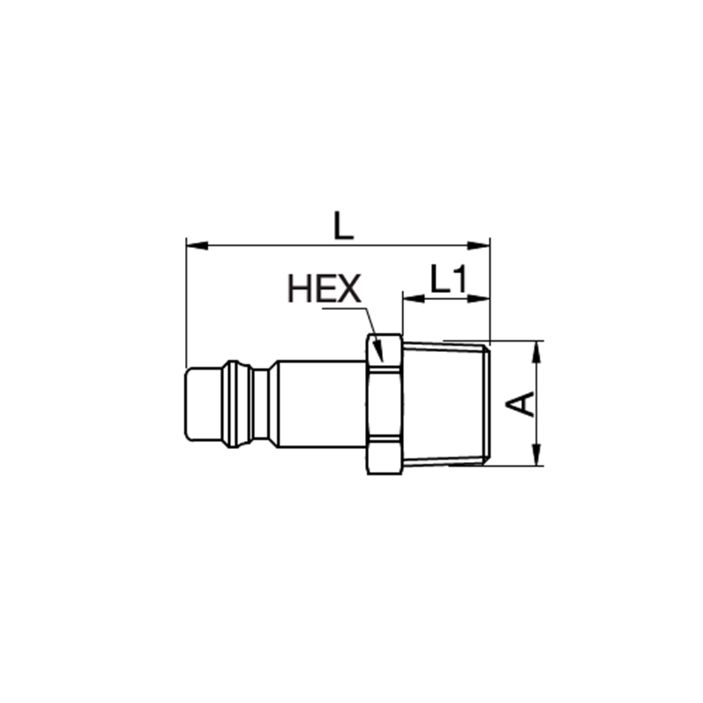 Serie 96 - Safety (straight through) Han Lynkobling (uden ventil) - Han Gevind - Messing