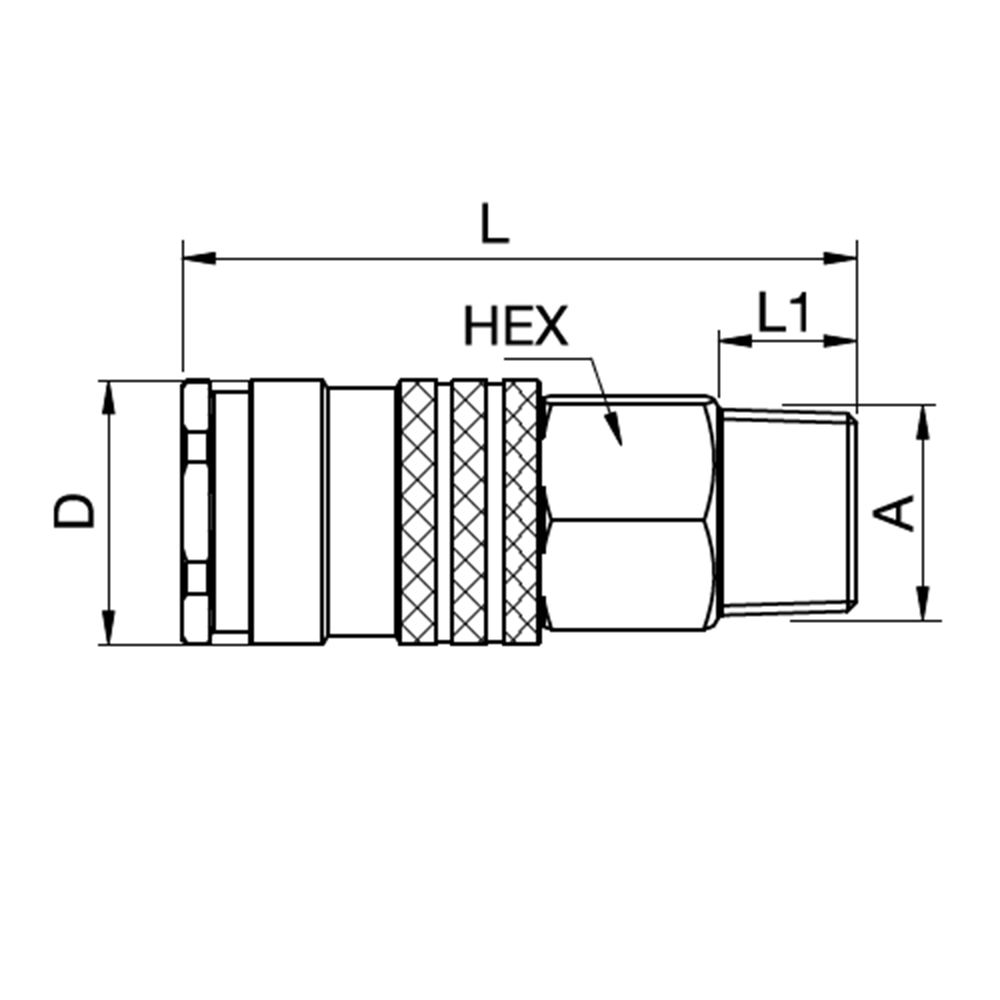 Serie 1800 - Single Shut-Off (med ventil) - Han Gevind - Rustfrit stål