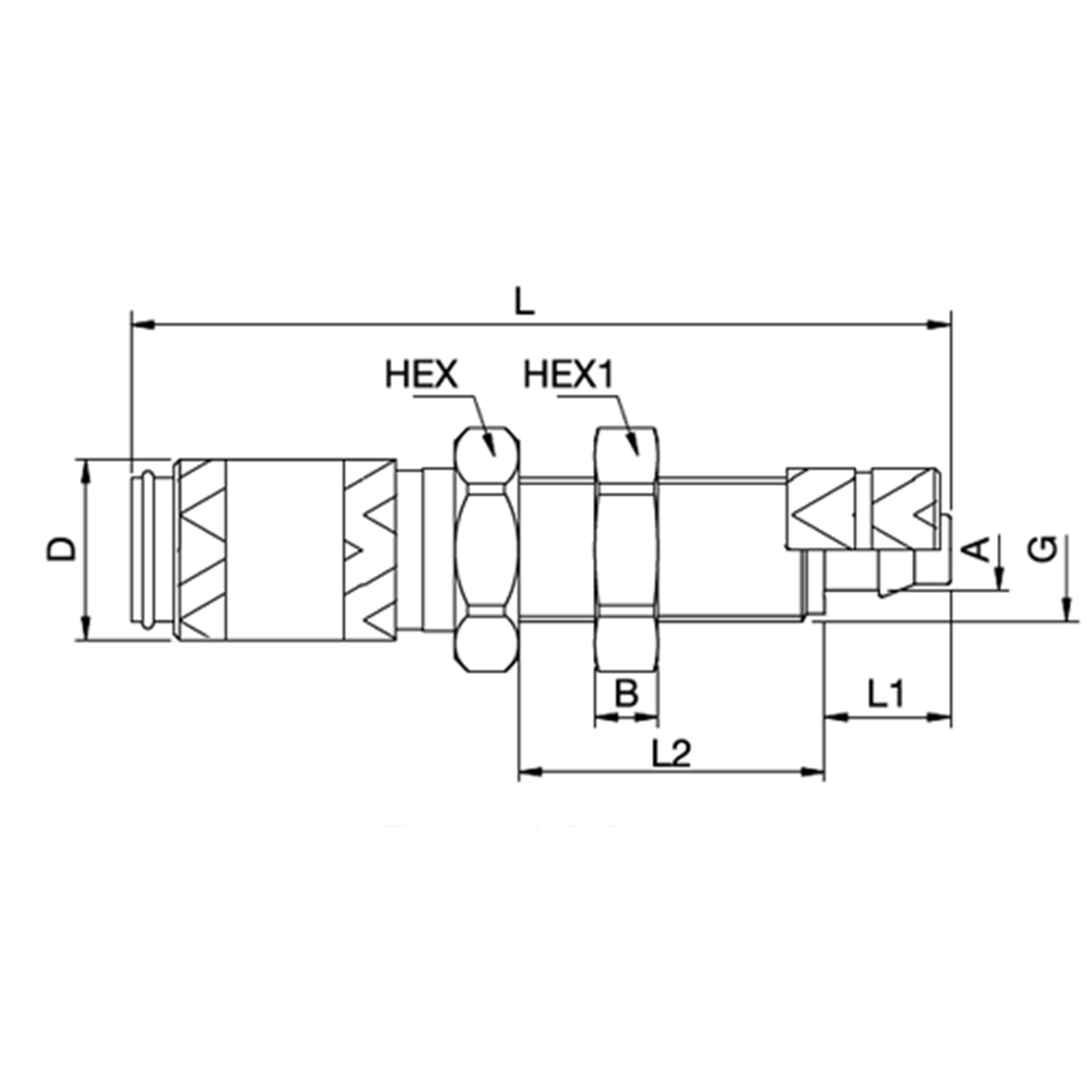 Serie 20 - Single Shut-Off Hun Lynkobling (med ventil) - Panelmonteret Med Plastikslange samling - Rustfrit stål