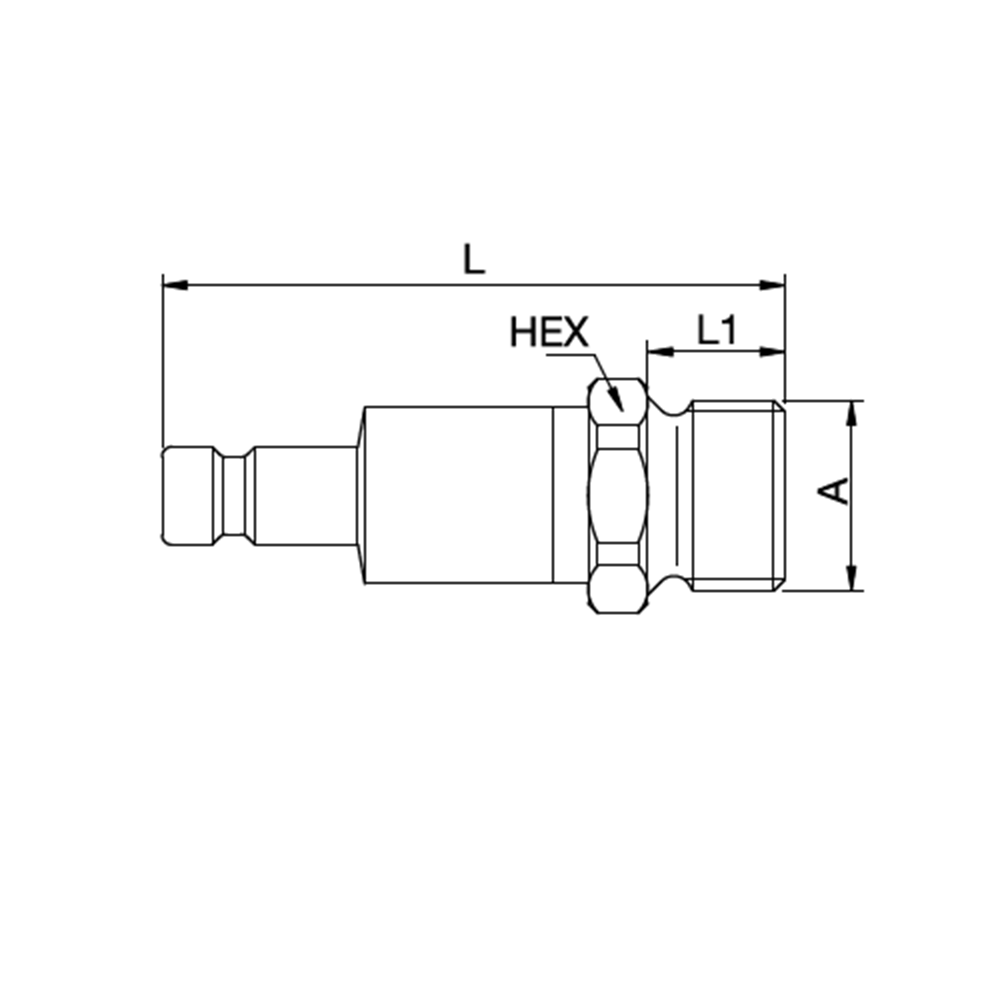 Serie 20 - Double Shut-Off Han Lynkobling (med ventil) - Han Gevind - Rustfrit stål