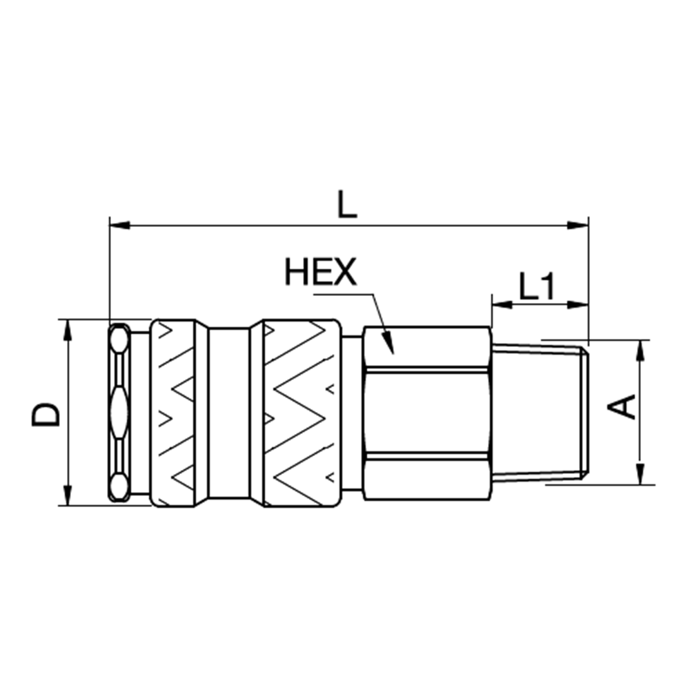 Serie 25 - Single Shut-Off (med ventil) - Han Gevind - Rustfrit stål