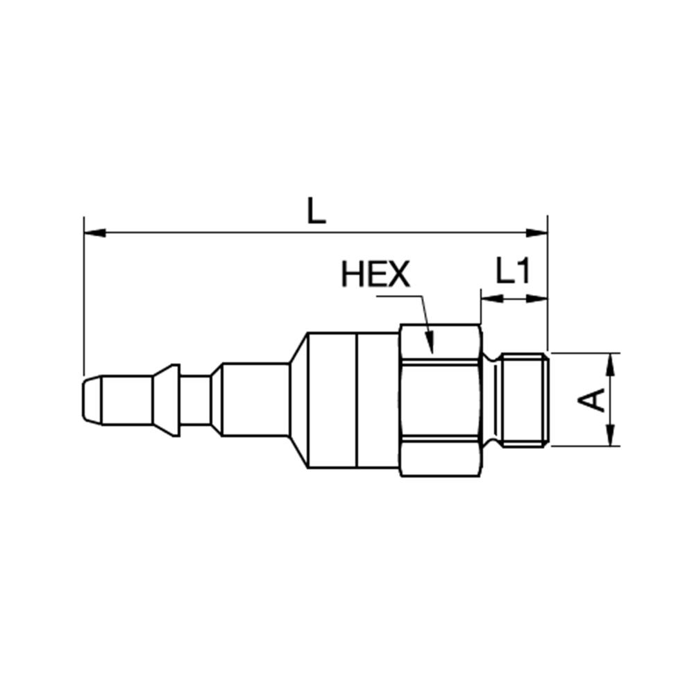Serie 303 - Double Shut-Off Han Lynkobling (med ventil) - Han Gevind - Rustfrit stål
