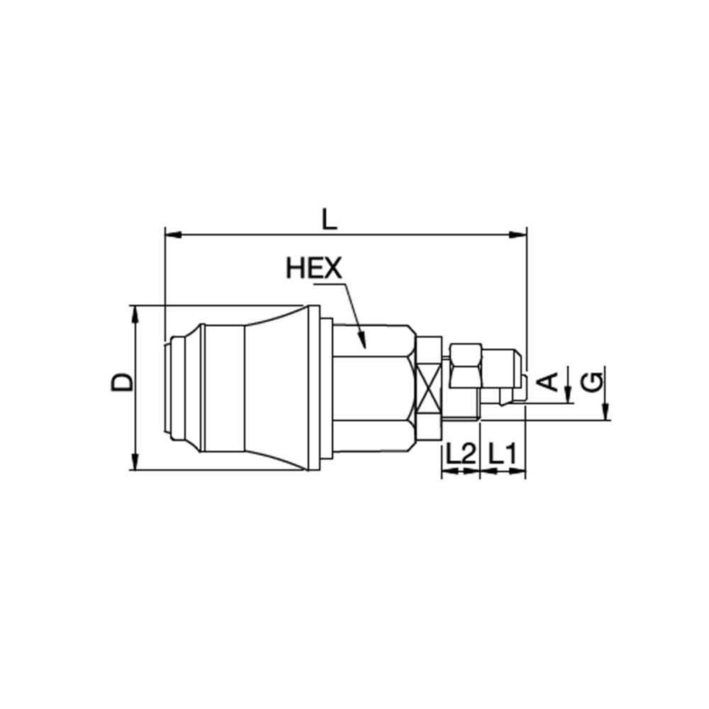 Serie 21 (Formkodet) - Double Shut-Off Hun Lynkobling (med ventil) - Med Plastikslange samling Med Konisk greb - Polyoxymethylen (POM)