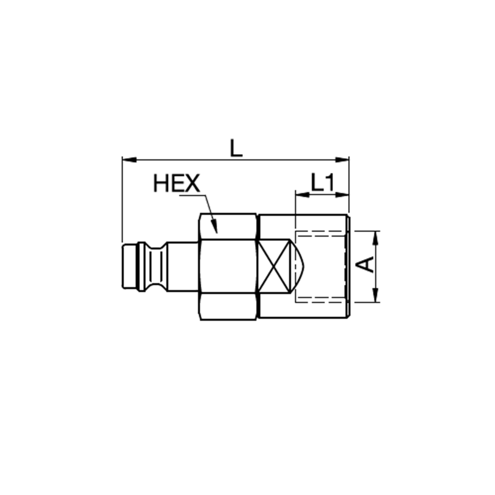 Serie 21 - Double Shut-Off Han Lynkobling (med ventil) - Hun Gevind - Polyoxymethylen (POM)