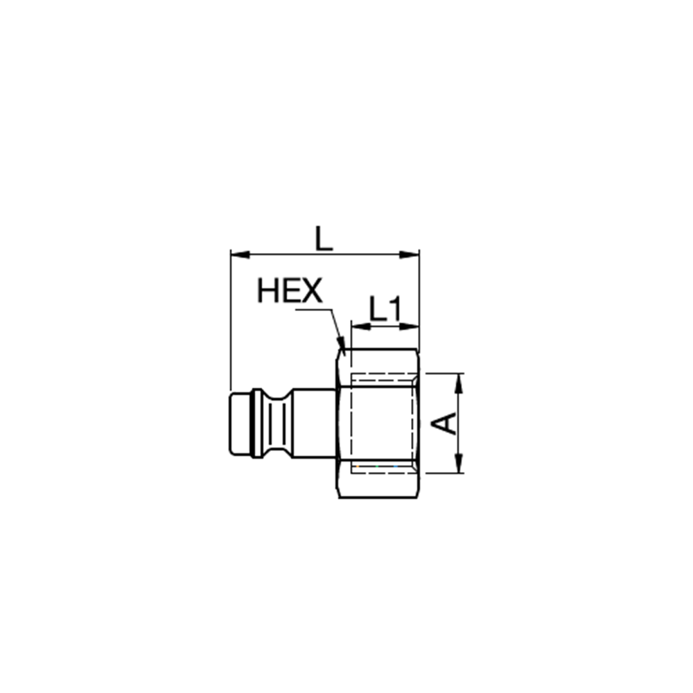 Serie 21 - Straight-Through Han Lynkobling (uden ventil) - Hun Gevind - Polyvinylfluorid (PVDF)