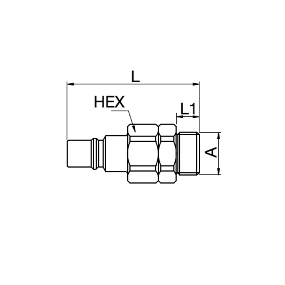 Serie 48 - Double Shut-Off Han Lynkobling (med ventil) - Han Gevind - Polyoxymethylen (POM)