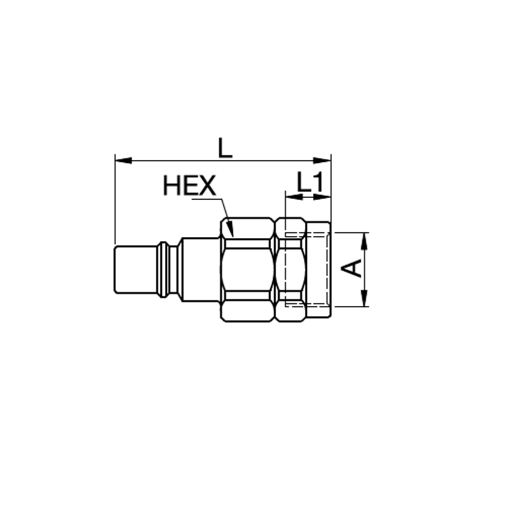 Serie 48 - Double Shut-Off Han Lynkobling (med ventil) - Hun Gevind - Polyoxymethylen (POM)