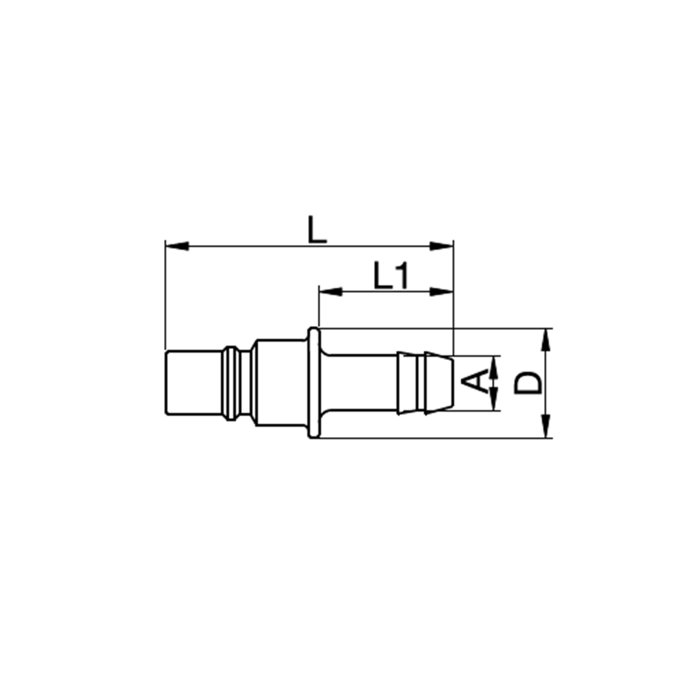 Serie 48 - Straight-Through Han Lynkobling (uden ventil) - Slangestuds - Polyvinylfluorid (PVDF)