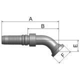 Flange Vinkel 45° Indstik -  Flange (Flat Seat)