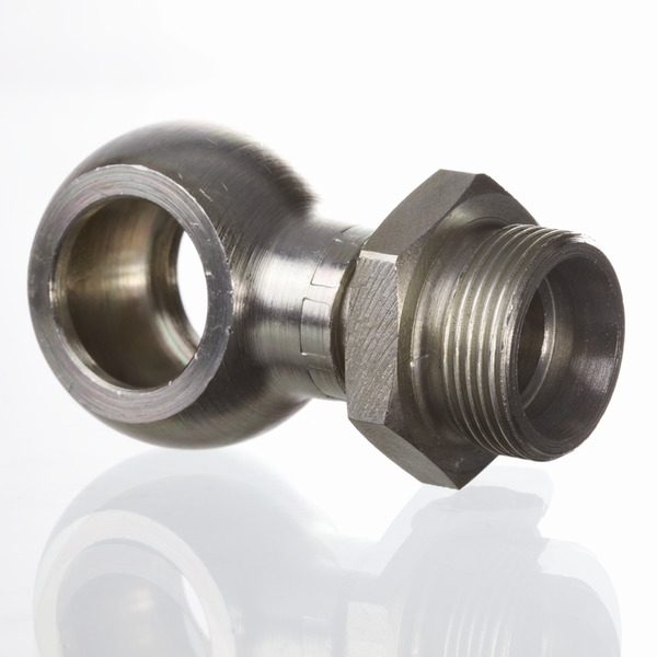 Hydr. Adaptor, Vinkel Banjo 90 °: Han/Banjo - DIN - Metric, Udkravning, 24 ° / , Sealing Washer