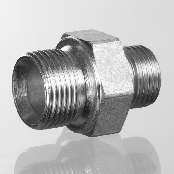 Hydr. Adaptor, Lige: Han/Han - Metric, Udkravning, 60 ° / BSP, Bonded Seal