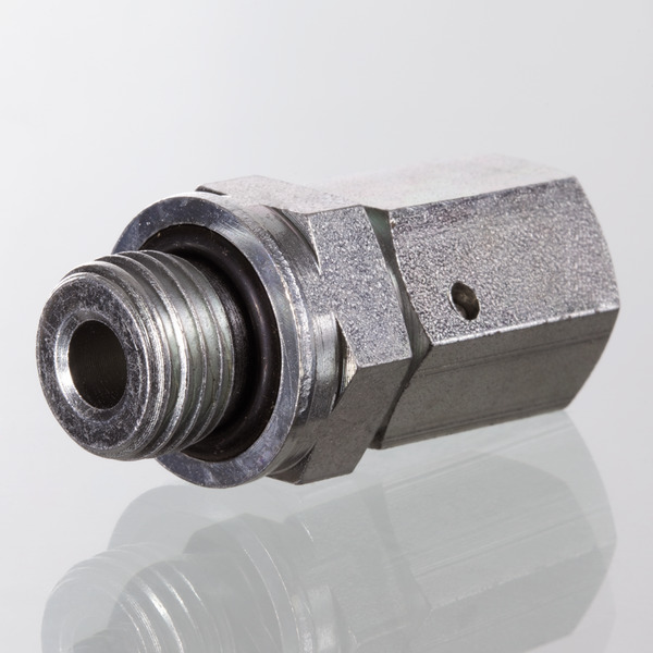 Hydr. Adaptor, Lige: Han/Omløber - BSP, O-ring and retaining ring / JIC, Udkravning, 37 °