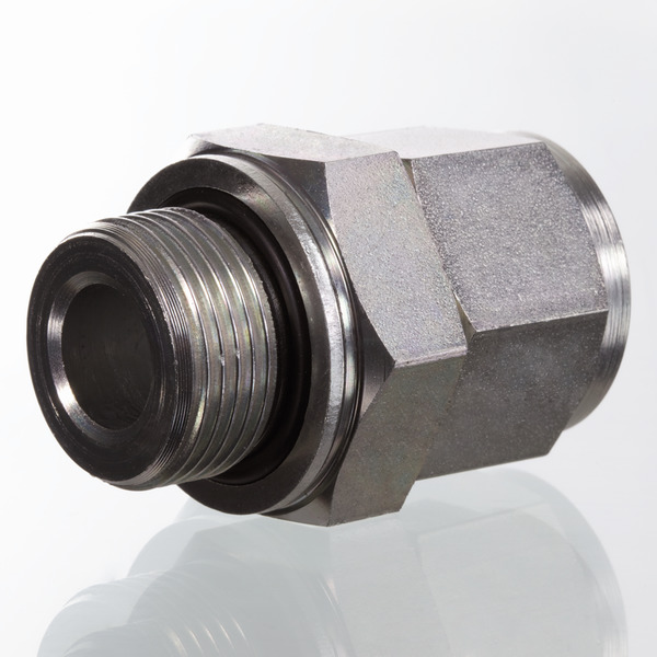 Hydr. Adaptor, Lige: Han/Omløber - BSP, O-ring and retaining ring / BSP, Konus m/ O-ring, 60 °