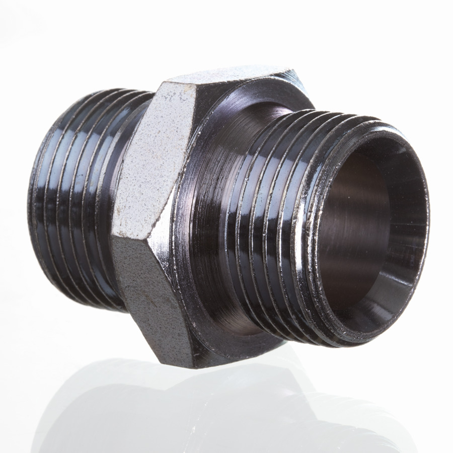 Hydr. Adaptor, Lige: Han/Han - BSP, Udkravning, 60 ° / BSP, Udkravning, 60 °